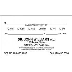 Appointment card M0201