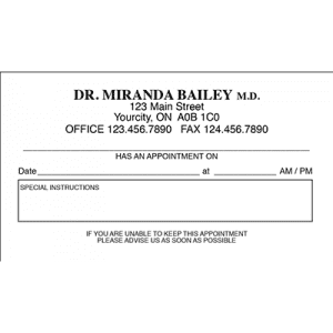 Appointment card M0202