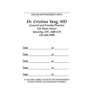 Appointment card M0205