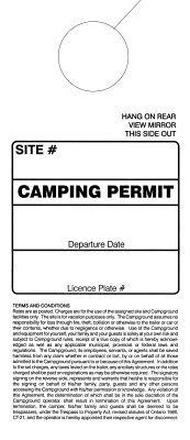 37123 Camping Permit Tag back