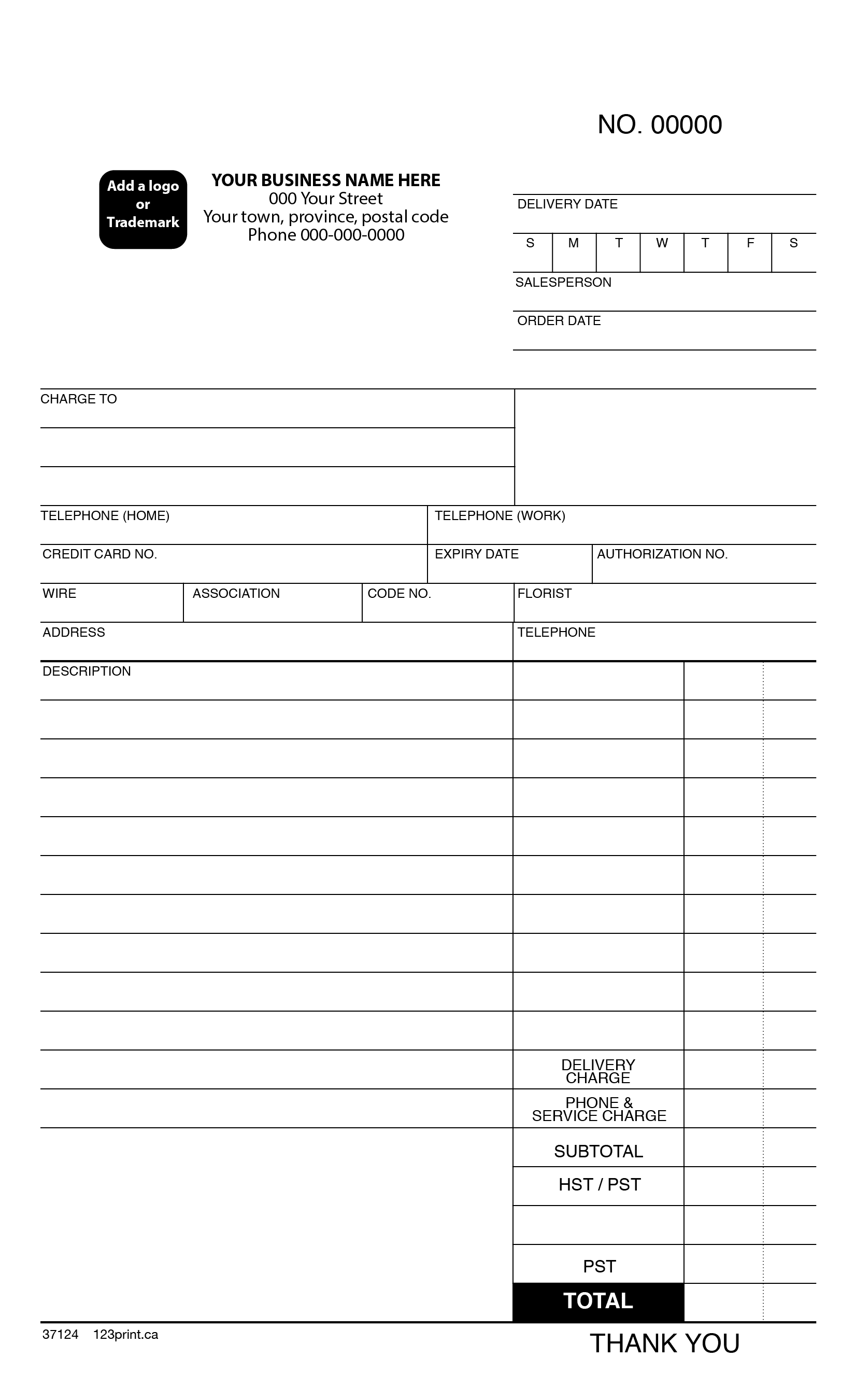 FLORIST INVOICE 123print.ca