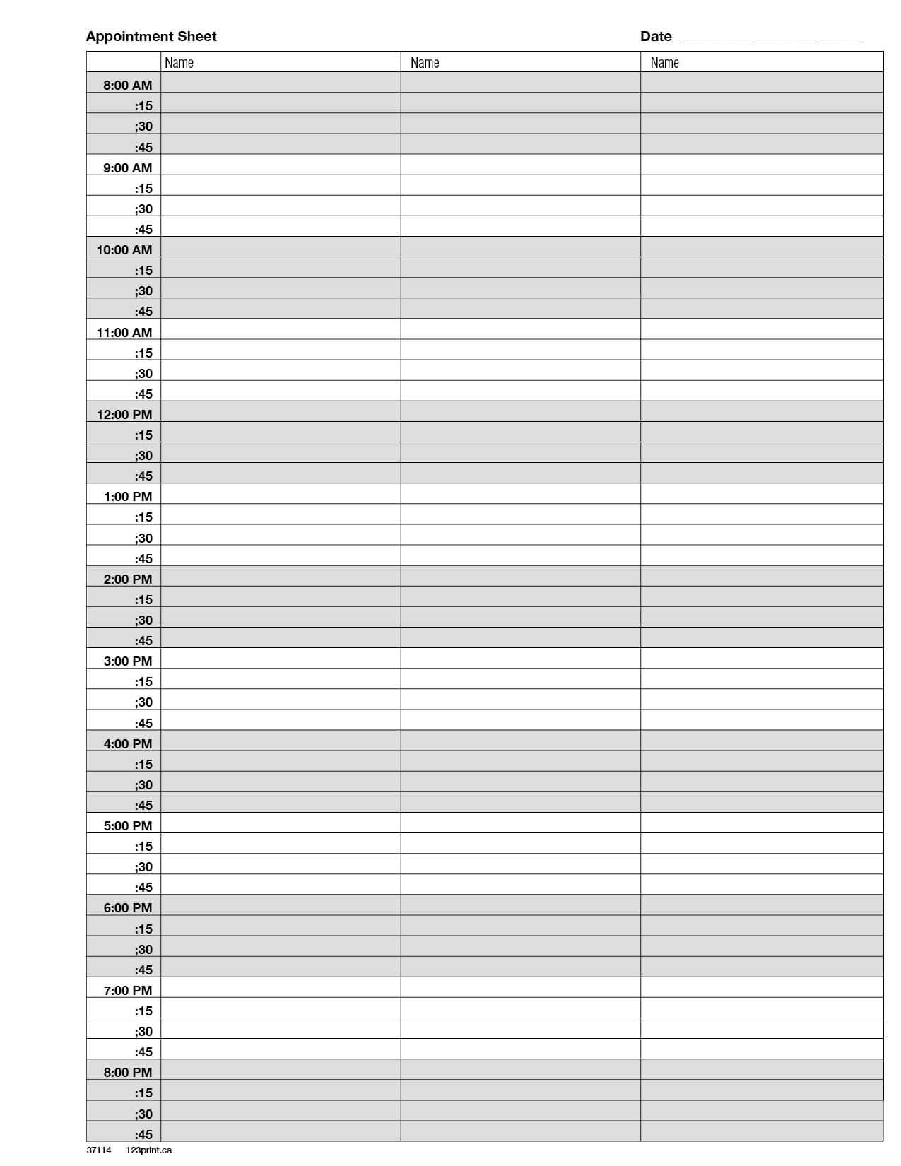 Free Printable Appointment Sheets Printable Blank World